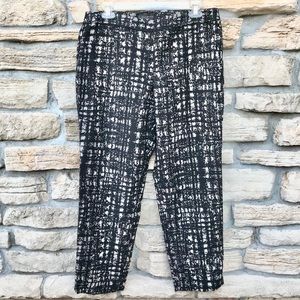 Talbots Petites Black/Cream Textured Ankle Pants